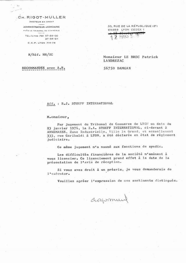 modele lettre de licenciement