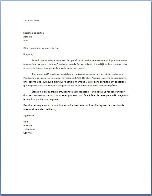 modele lettre de motivation hotesse d'accueil standardiste