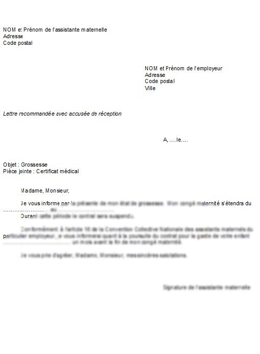 modele lettre de rupture de contrat assistante maternelle