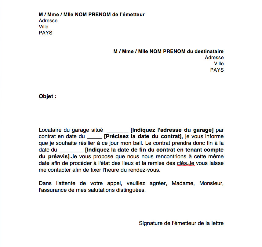 modele lettre dedit appartement