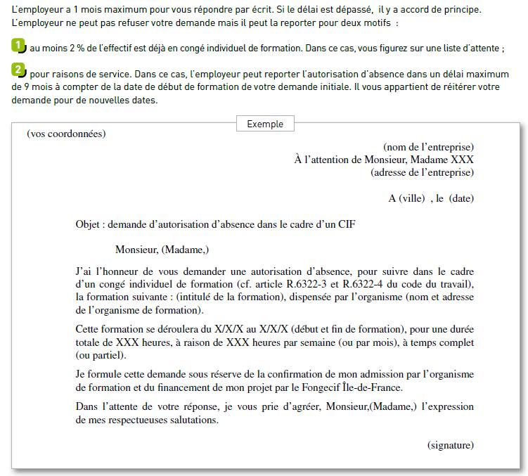 modele lettre demande d'autorisation