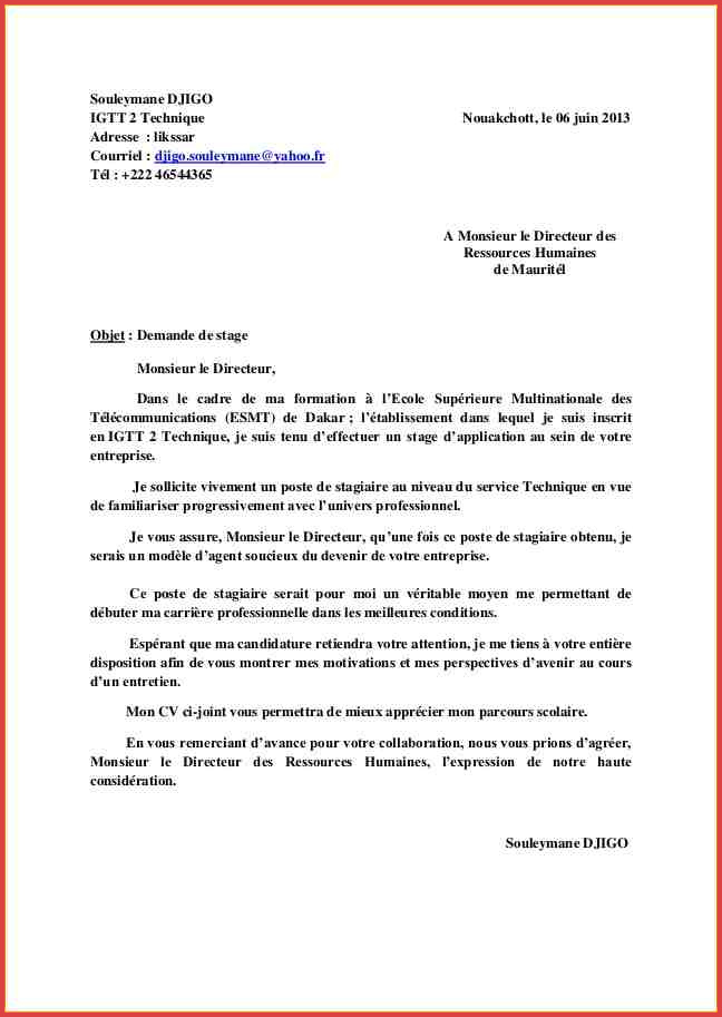 modele lettre demande de collaboration