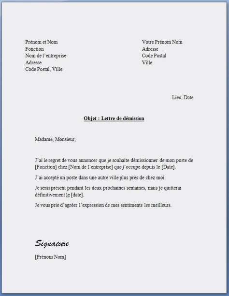 modele lettre demission association