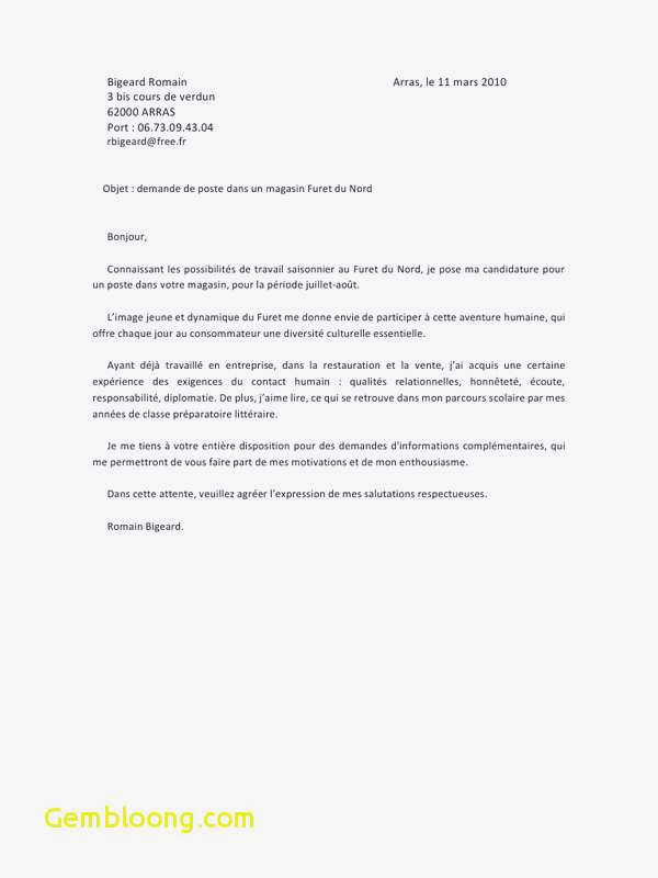 modele lettre emploi saisonnier gratuit