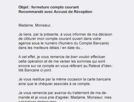 modele lettre fermeture compte bancaire