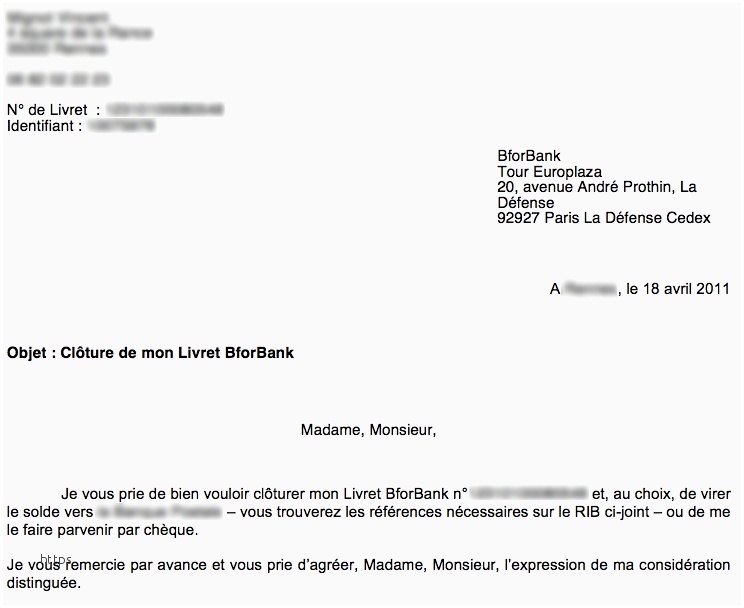 modele lettre fermeture de compte