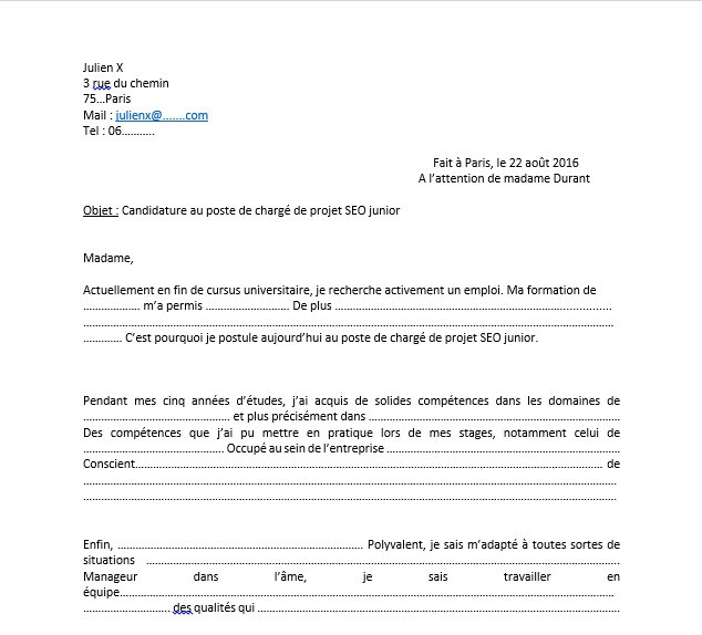 modele lettre garantie