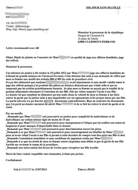 modele lettre juge affaires familiales pension alimentaire