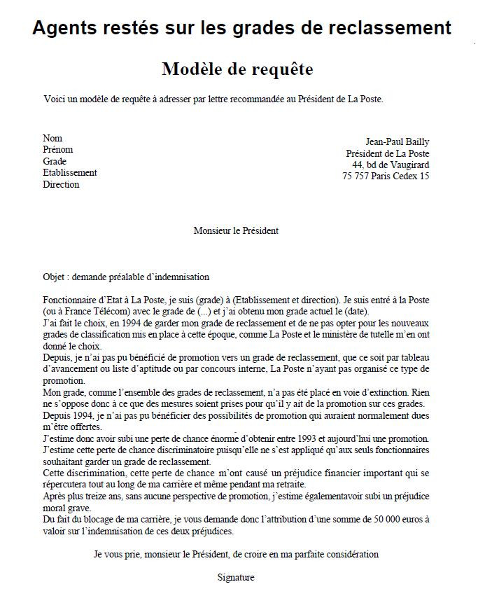 modele lettre mecontentement