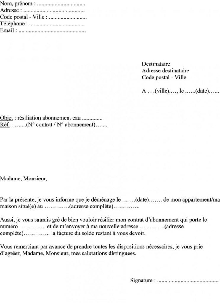 modele lettre mecontentement
