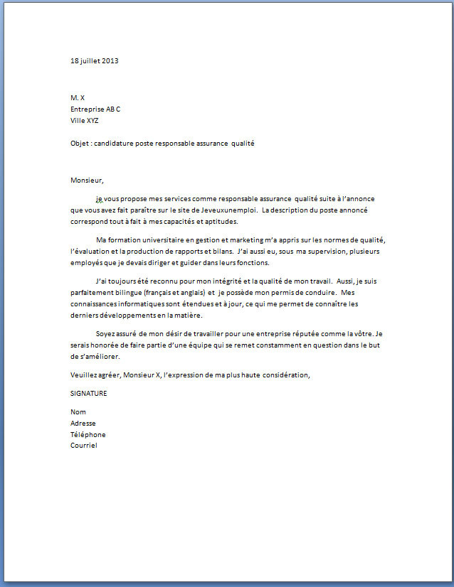 modele lettre motivation hotesse d'accueil