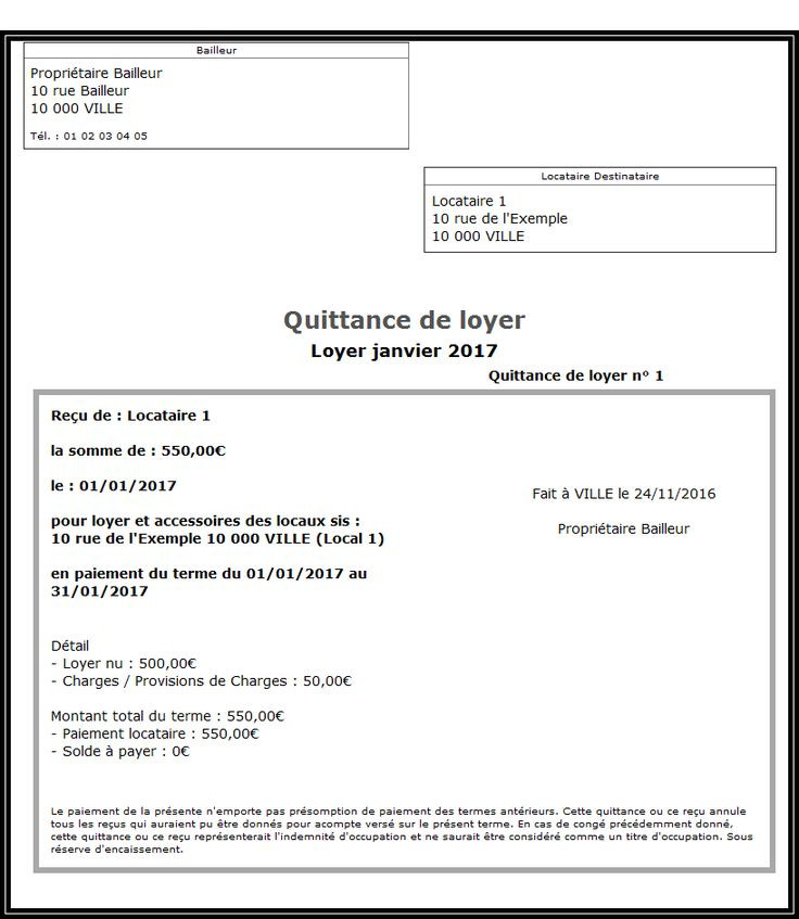 modele lettre paiement loyer