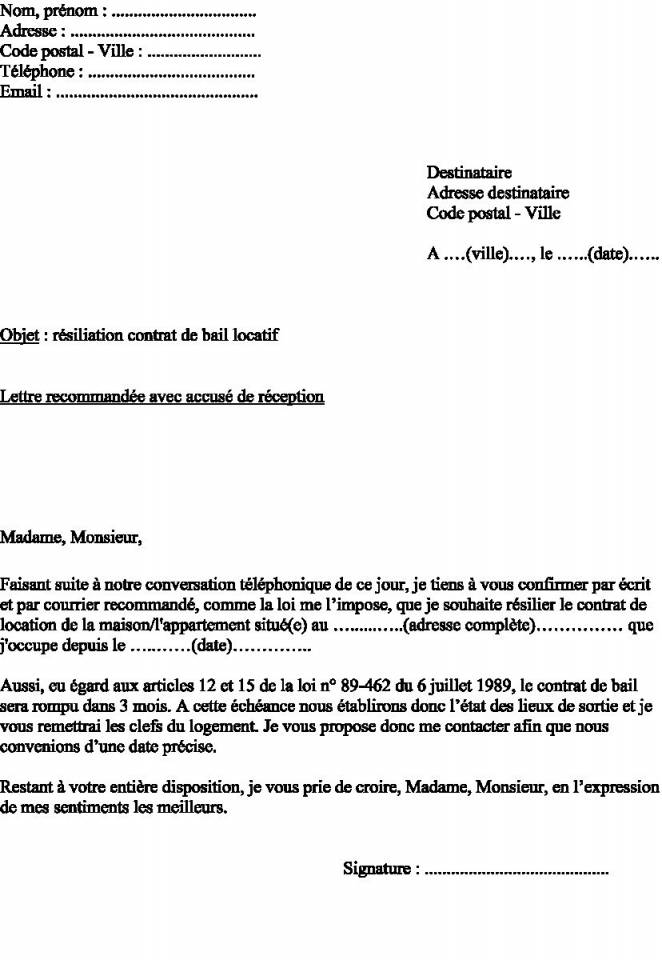 modele lettre preavis logement
