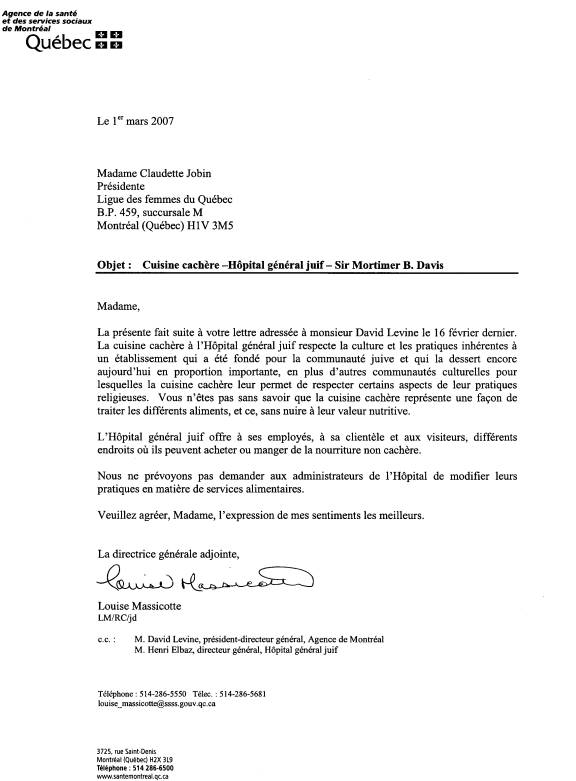 modele lettre quebec