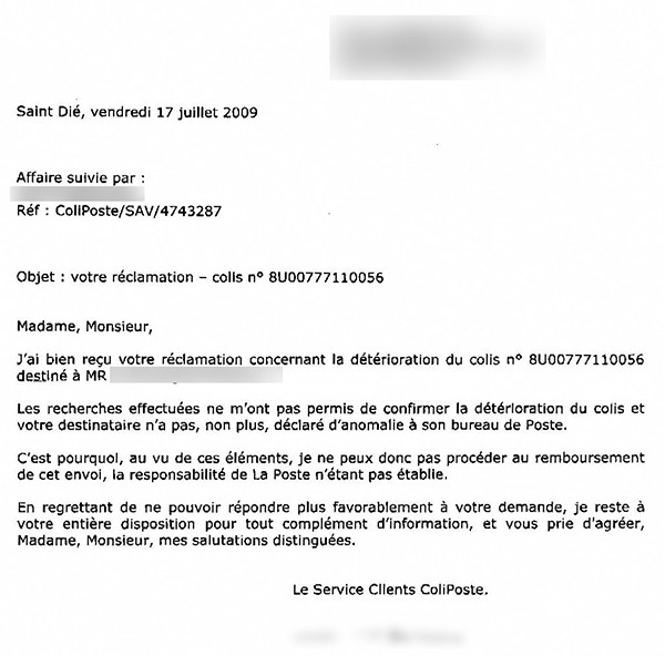 modele lettre reclamation internet