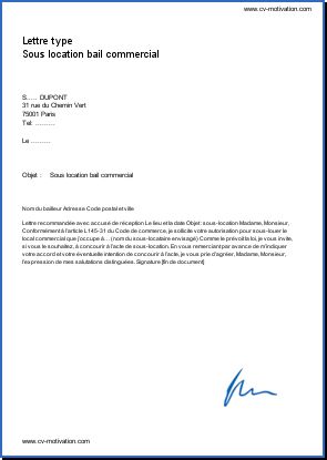 modele lettre resiliation contrat de location