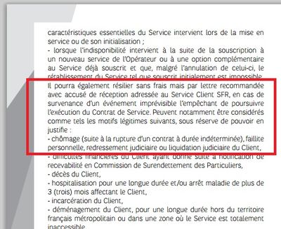 modele lettre resiliation sfr chomage