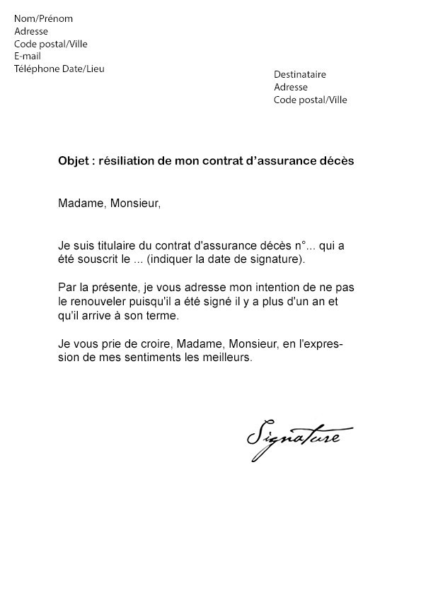 modele lettre resiliation sport