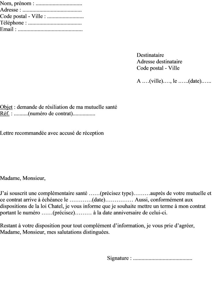modele lettre resiliation telephone free