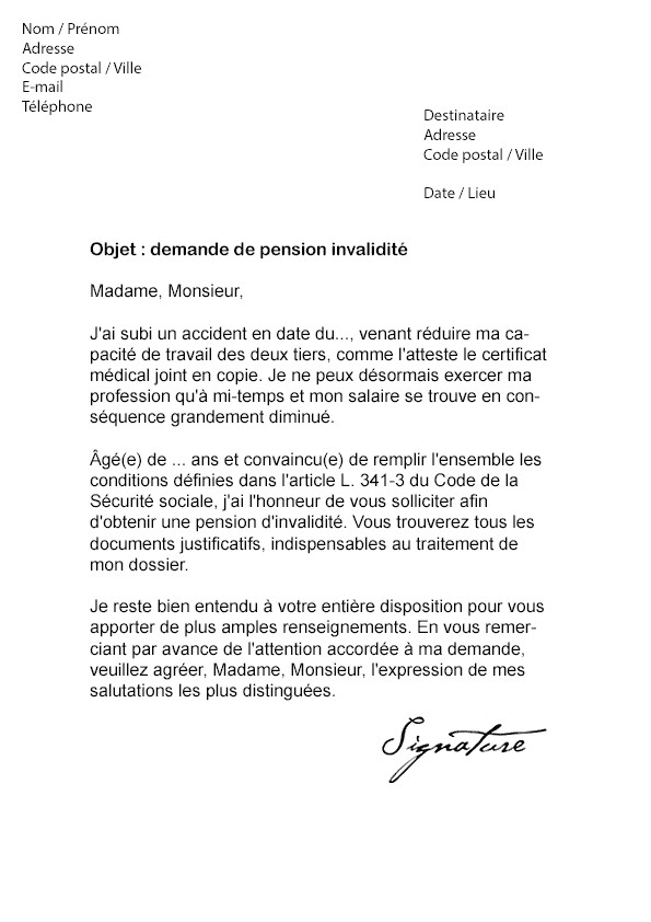 modele lettre retraite fonctionnaire