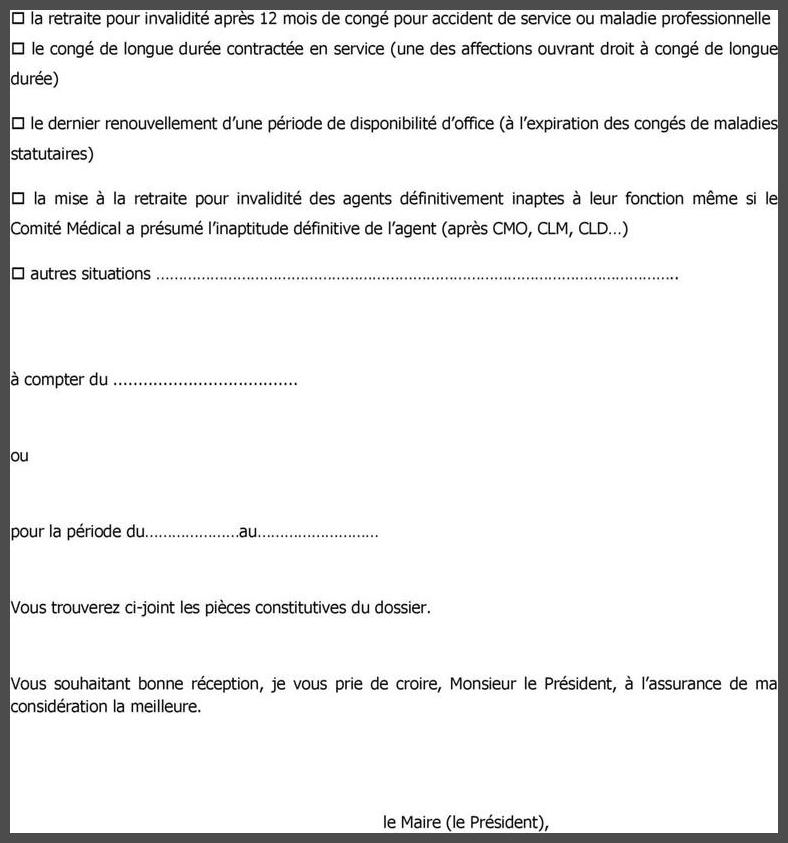 modele lettre retraite fonctionnaire