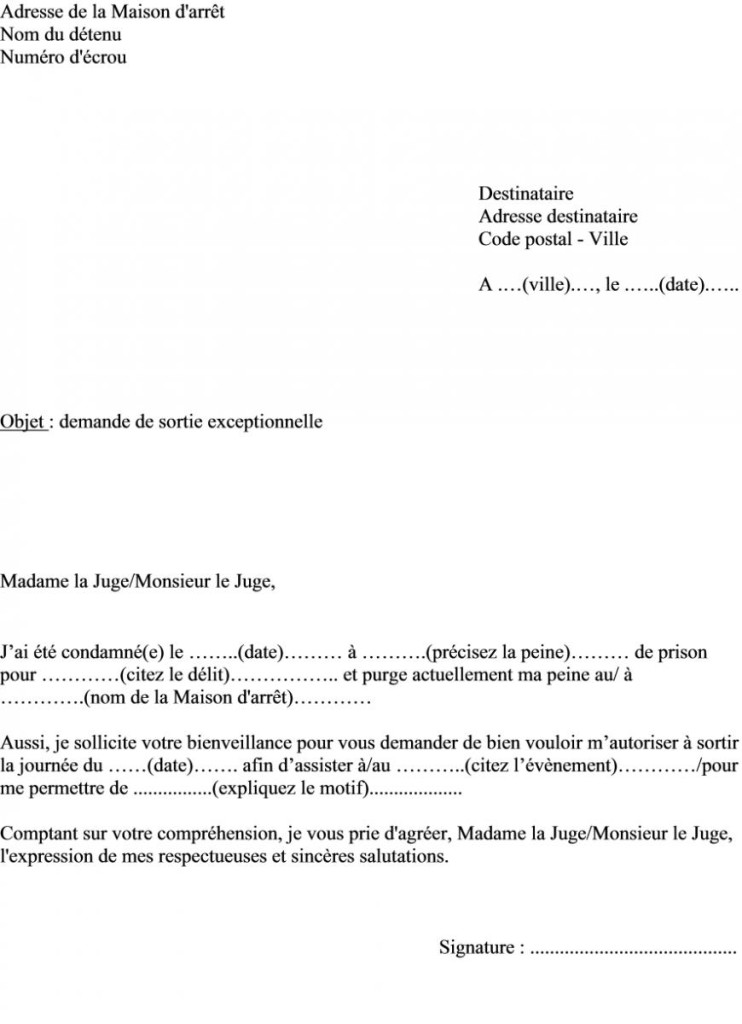 modele lettre sortie de territoire