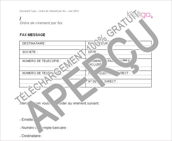 modele lettre virement permanent