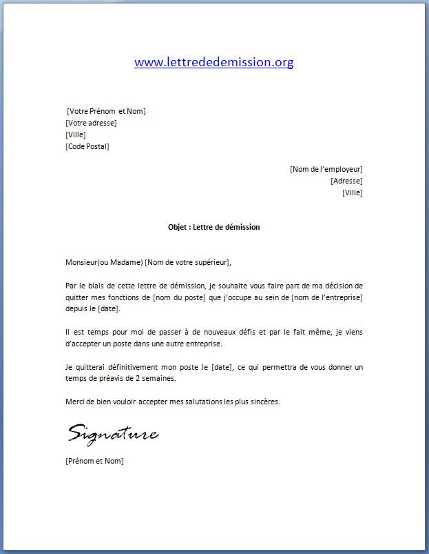 modele lettre