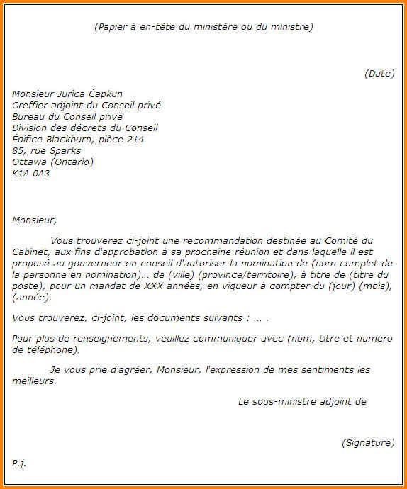 modele presentation lettre administrative