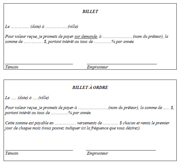 modele reconnaissance de dette gratuit