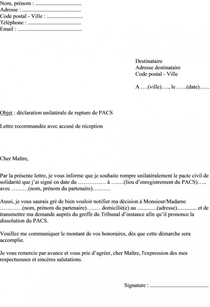 modele rupture de pacs