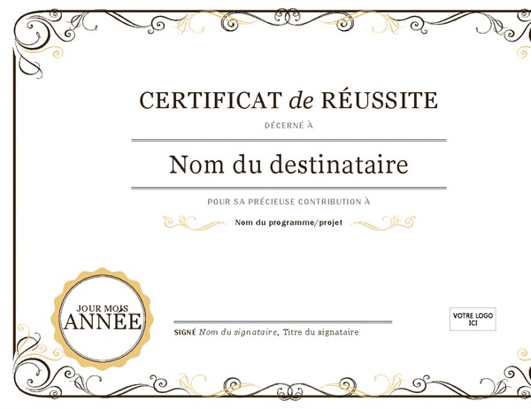 modeles de certificat