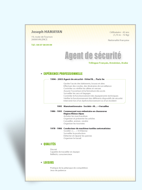 modeles de cv classique