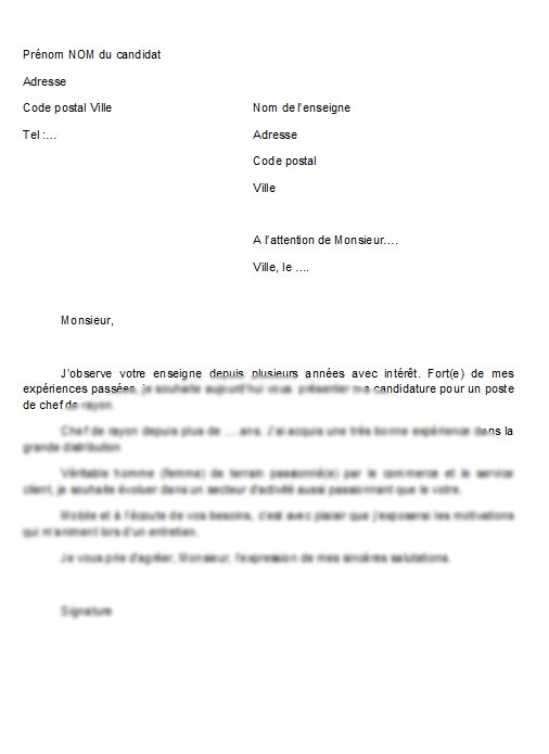 modeles de lettres de motivation pour candidature spontanee