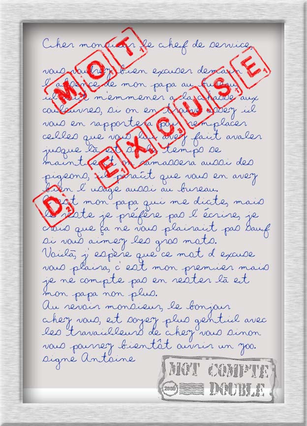 mot d'excuse voisin