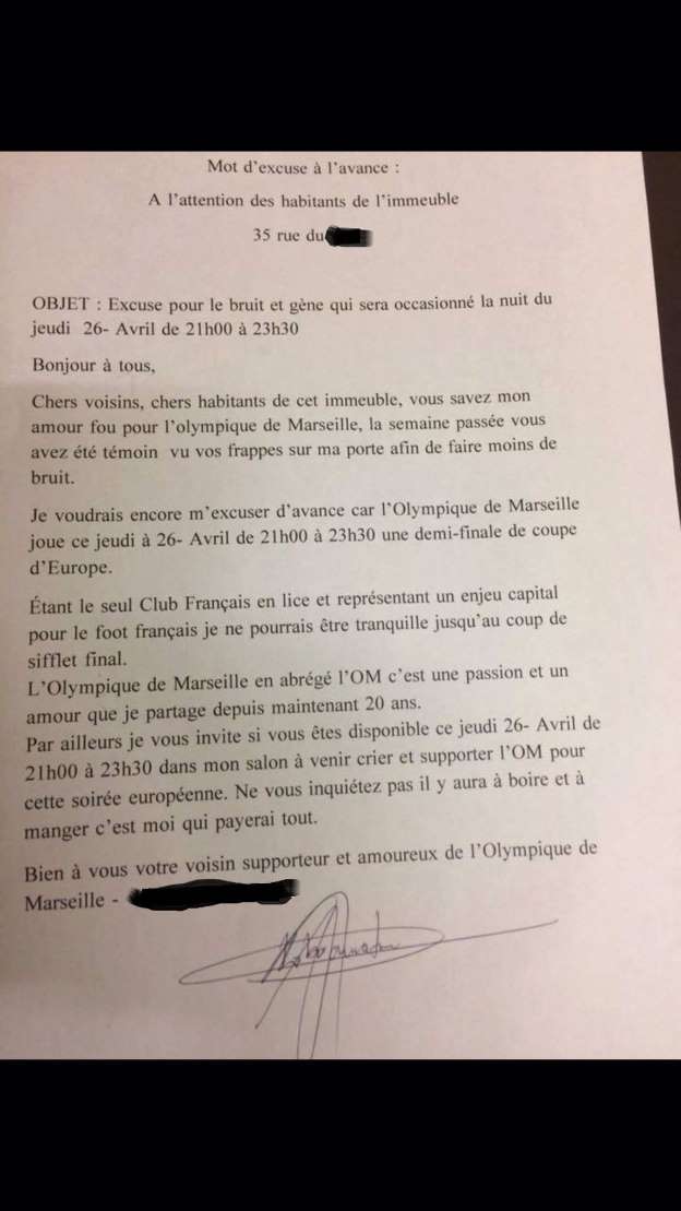 mot d'excuse voisins soiree