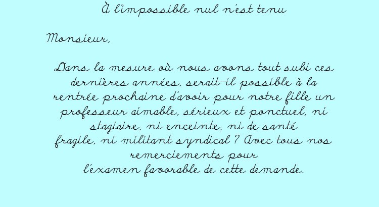 mot pour dispense de sport