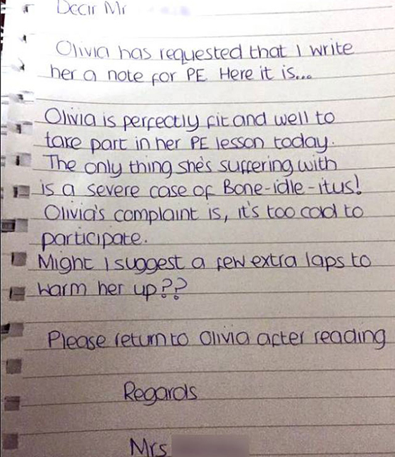 mot pour dispense de sport