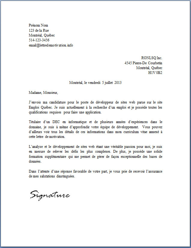 motivation pour informatique