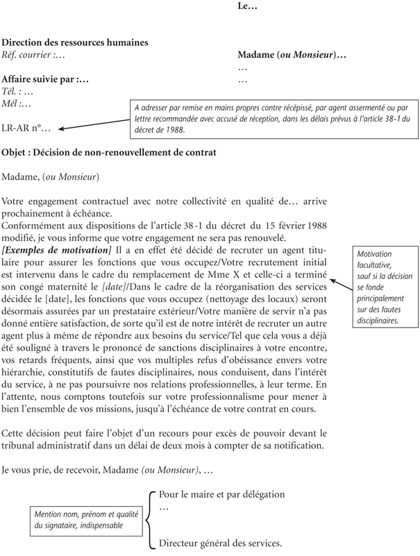 non reconduction de contrat