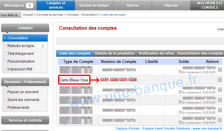 numero d'opposition carte bleue