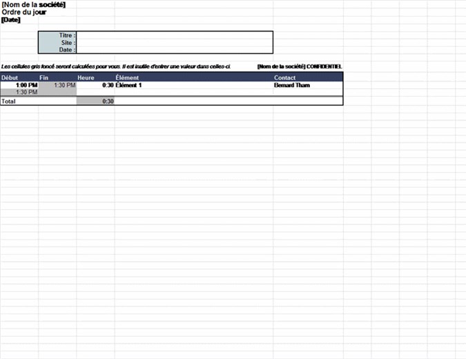 ordre du jour exemple word