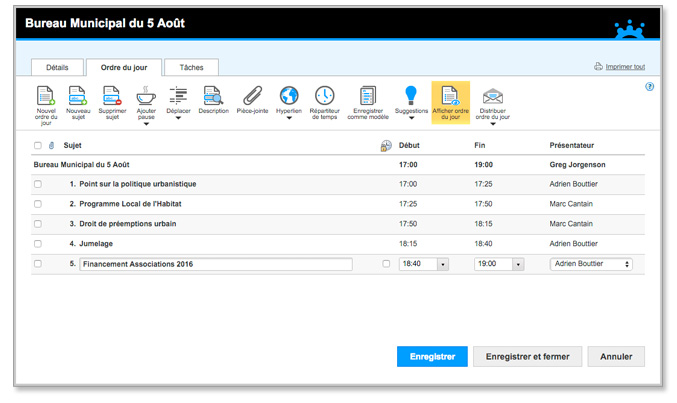 ordre du jour exemple word