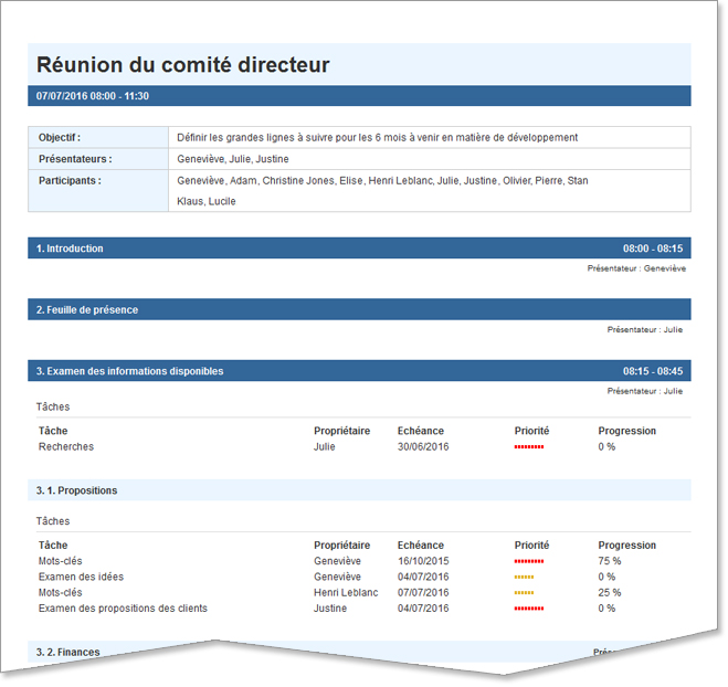 ordre du jour exemple word