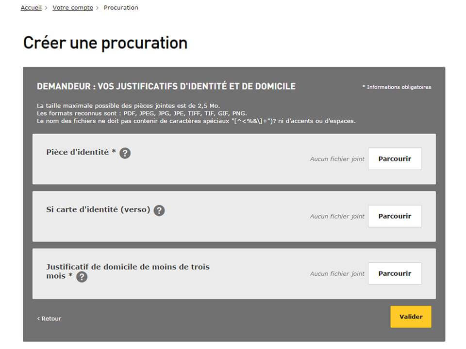 papier de procuration