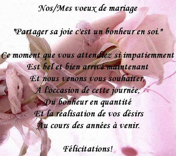 phrase pour felicitation mariage