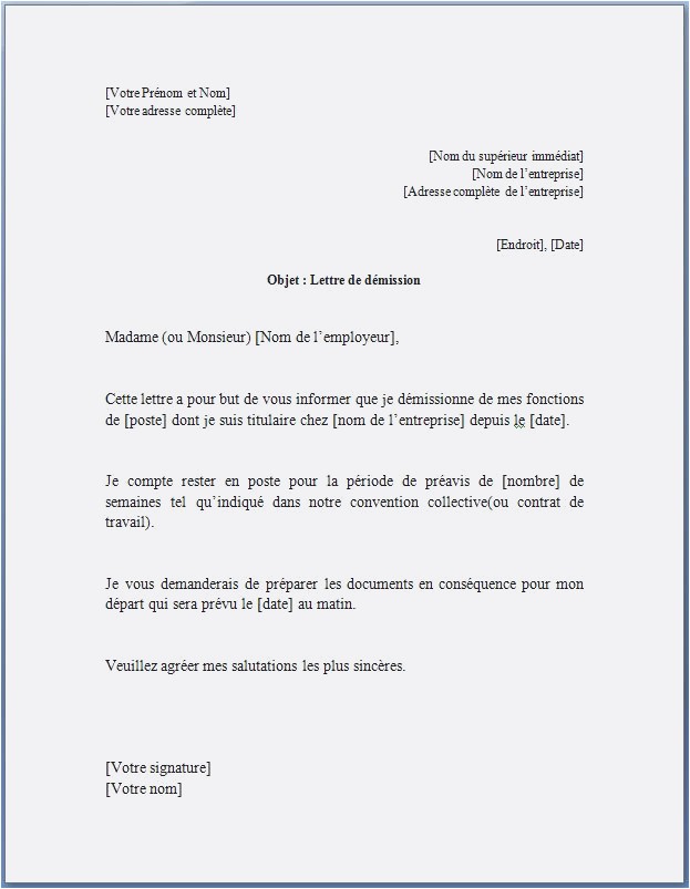 preavis demission cdi temps partiel