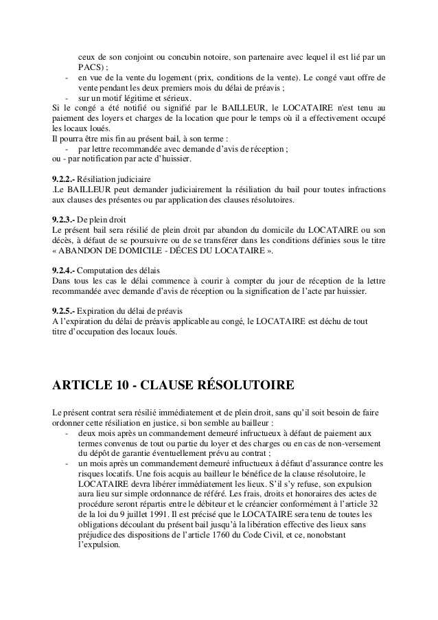 preavis location deces