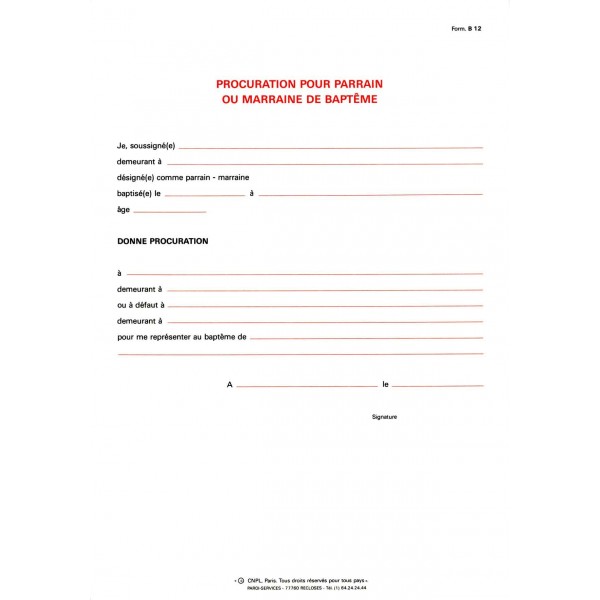 procuration bapteme
