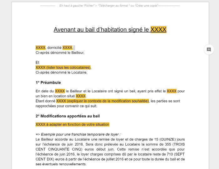 promesse de bail commercial modele gratuit